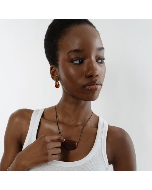 Miss Cecilia Orange Crescent Amber Hoops
