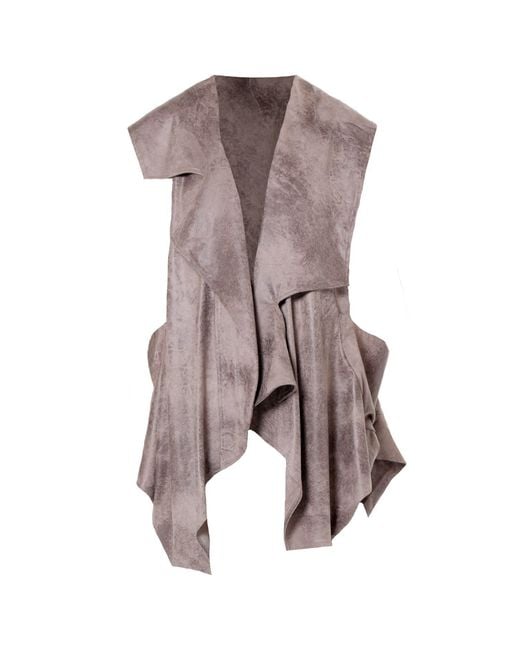 Metamorph Brown Neutrals Asymmetric Faux Suede Vest