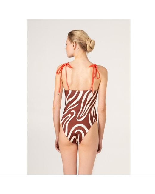 Jessie Zhao New York Red Sunset Safari Reversible One Piece Swimsuit