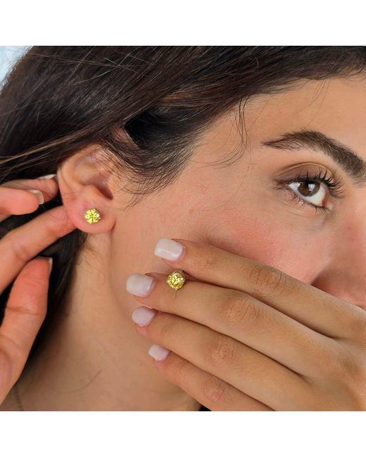 Harfi Green Citrine Moissanite Crystal Sterling Earrings