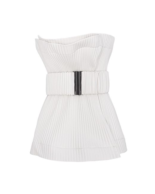 Silvia Serban White Pleated Eco-Leather Belt