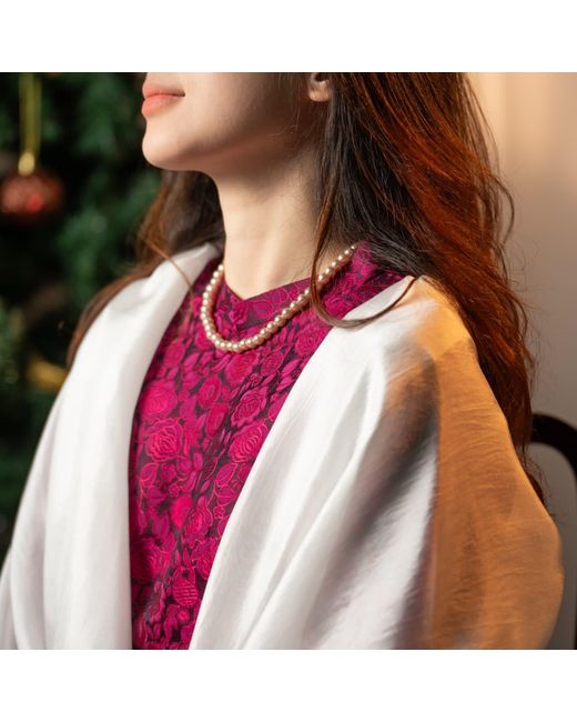 Silk and Bears White Pearl Silk Scarf – Hand-Dyed Mulberry Silk Shawl, Wedding & Bridesmaid Wrap