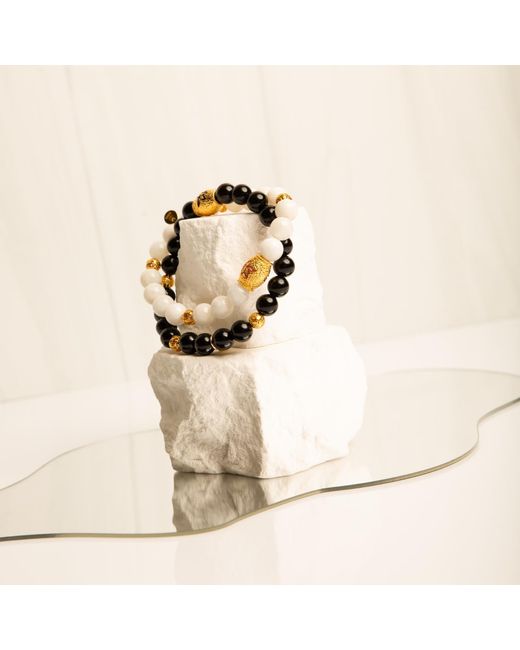Seven Saints Metallic Illumination And Creativity Lotus Beaded Moonstone Bracelet