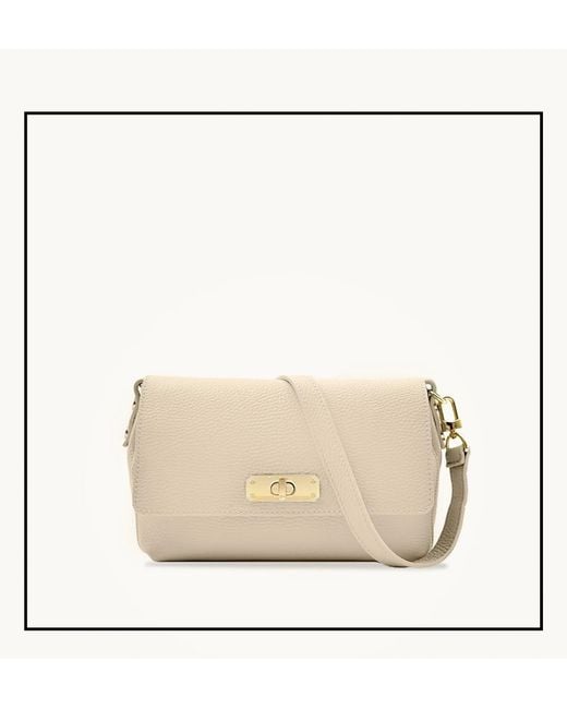 Apatchy London Natural Neutrals The Maisie Midi Stone Leather Bag