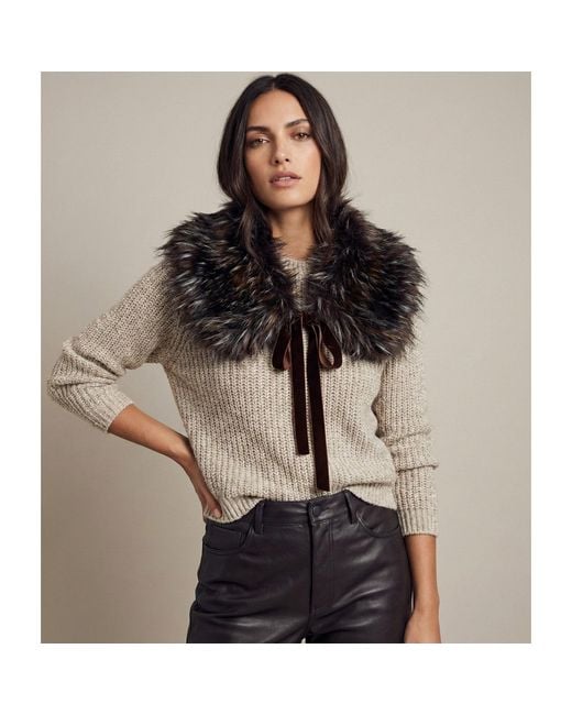 Saachi Brown Faux Fur Tie Collar