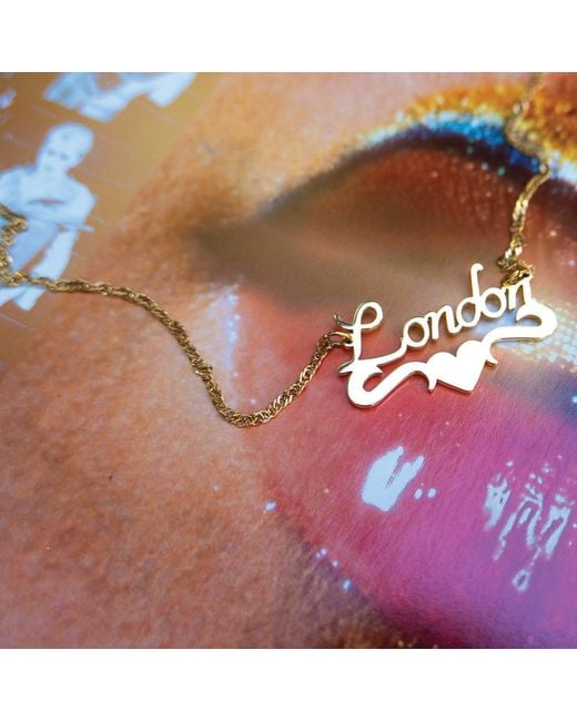 Black Cake Metallic Royal Posh Punk London Nameplate Necklace