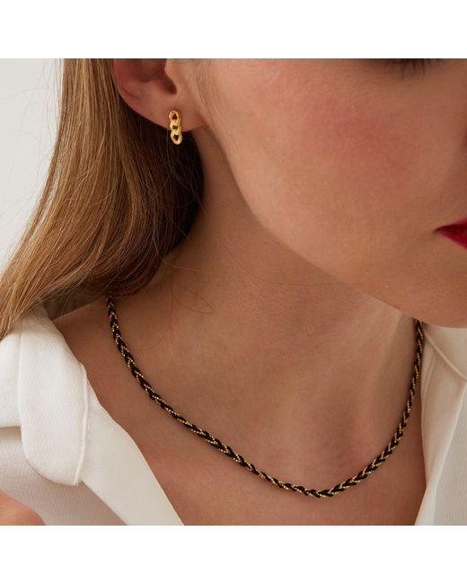 Spero London Metallic Handmade Rope Braided Sterling Beaded Chain Necklace