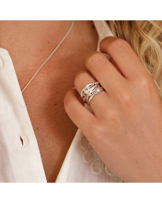 Isla Silver White Pearl & Amethyst Ring
