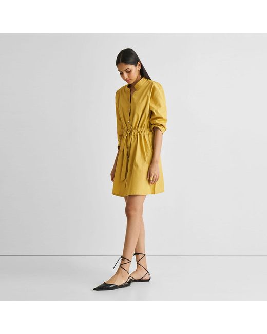 REISTOR Yellow Short Tie Waist Dress