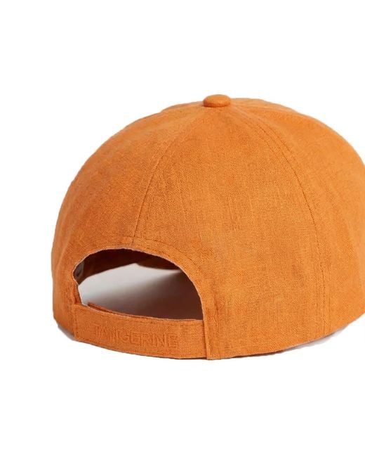 Maison Tangerine Orange Linen Baseball Hat Tangerine