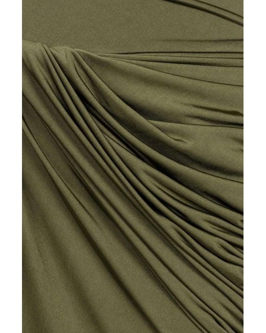 Nocturne Green Neutrals Draped Long Sleeve Maxi Dress