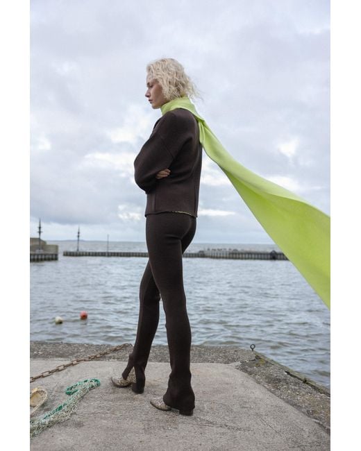 SALANIDA Brown Barra Ribbed 100% Merino Leggings Chocolate