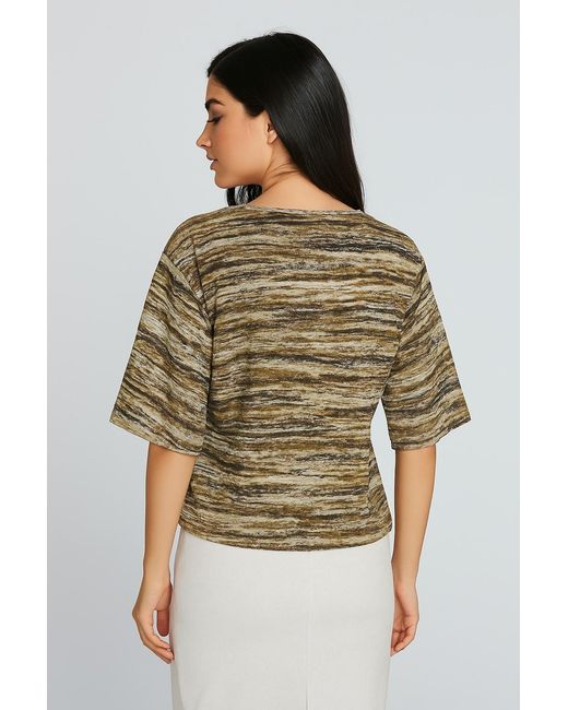 Conquista Gray Textured Knit-Effect Printed Oversized T-Shirt