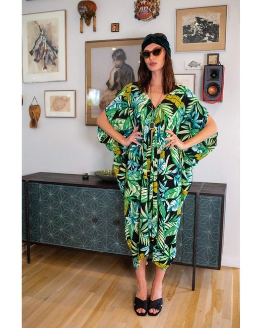 Jennafer Grace Green Canopy Noir Caftan