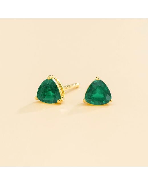 Juvetti Green Trillion Earrings Set With Emeralds