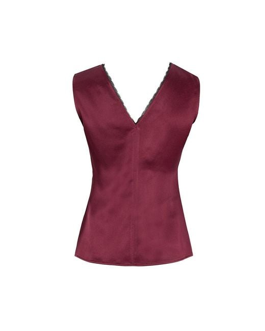 Exquise Purple V Neck Slim Fit Satin Look Cherry Blouse Cherry Blouse