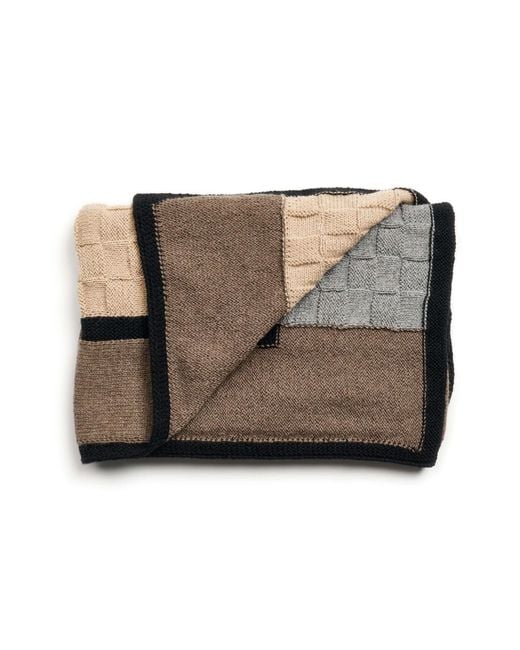 Variously Brown Plush Muhu Hand Knitted Alpaca Blanket Shawl
