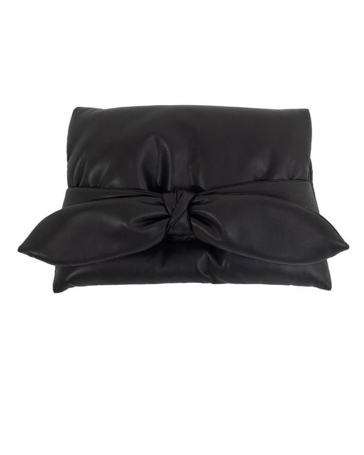 Julia Allert Black Bow-Detail Faux Leather Clutch
