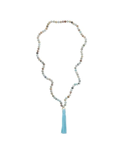 Heather Hawkins Jewelry Metallic Talulah Belle Gemstone Beaded Long Necklace With Suede Tassel