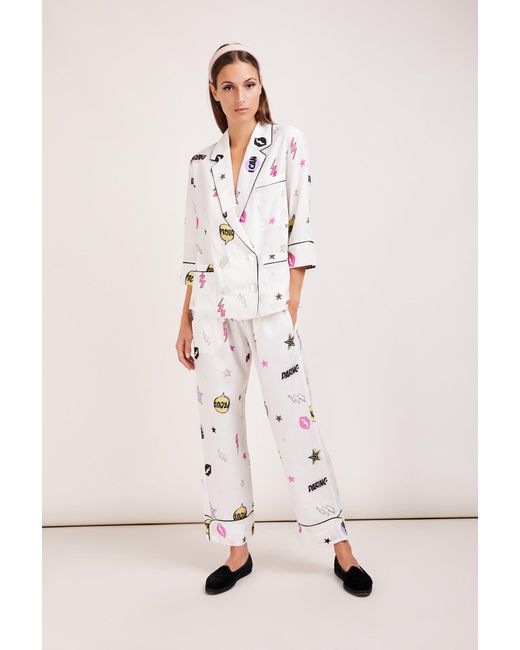 Favette White Fragike Like A Bomb Pajama Set