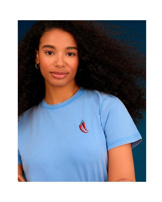 INGMARSON Blue Chilli Embroidered Organic Cotton T-Shirt
