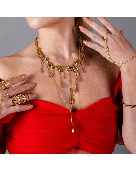 Lucy Quartermaine Metallic Short Multi Drop Necklace