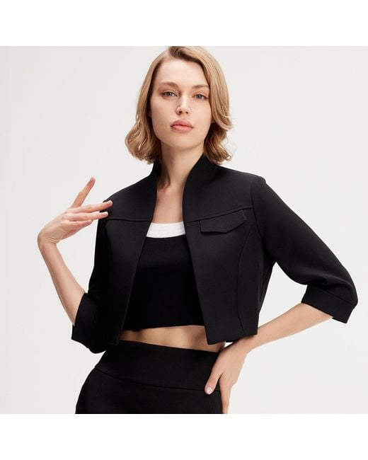 Smart and Joy Blue Minimalist Crop Jacket