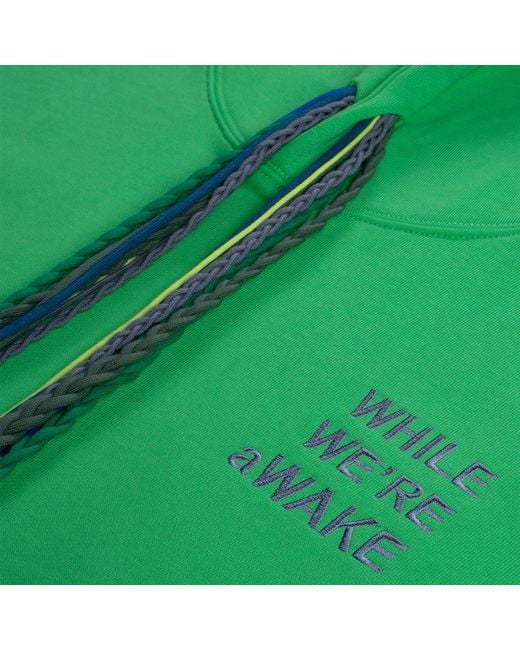 While We're Awake Green Dark Multi String Hoodie