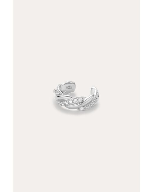 Vanhi White Vera Twisted Crystal Ear Cuff