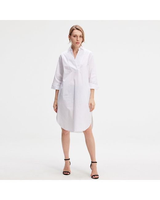 Smart and Joy Blue Minimalist Cotton Shirt Dress