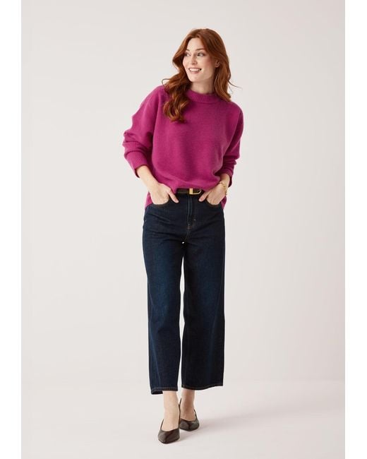 Loop Cashmere Pink Cashmere Longline Crew Neck Sweater