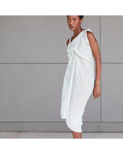 Miro Misljen White Seafoam Sculpture Midi Dress