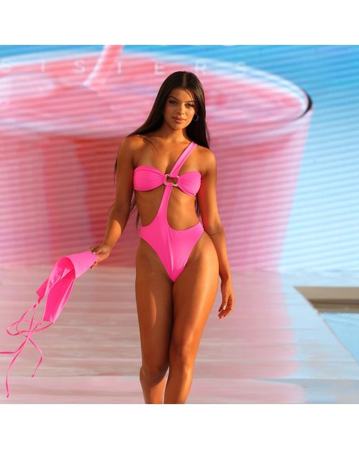 The Delarose Sisters Pink Ruby Rosa Neon One-Piece And Cover-Up