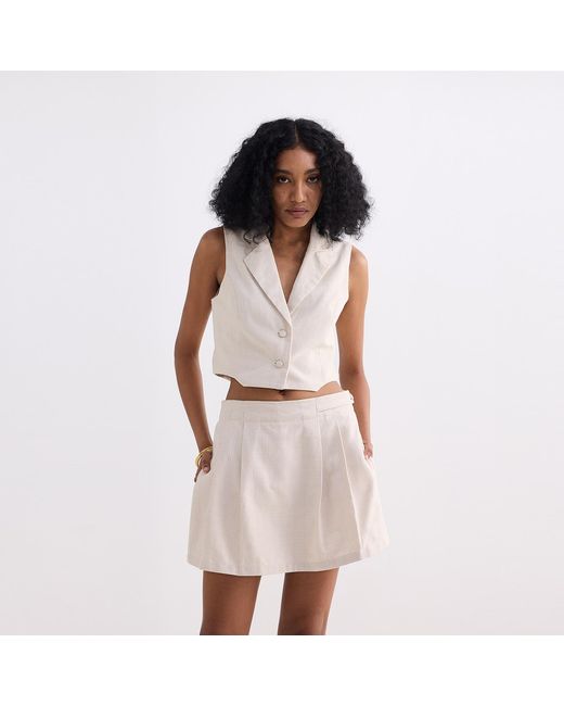 REISTOR Pink Cropped Cotton Tweed Vest