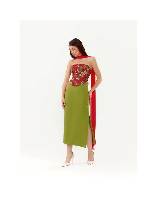 Elsava Green Verde Structured Skirt