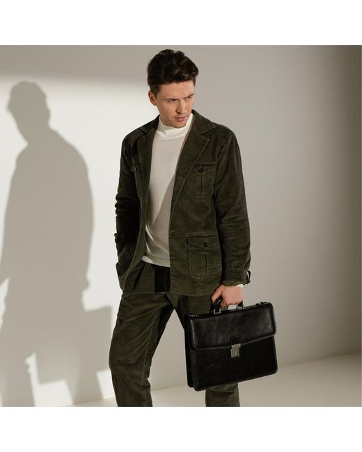 Time Resistance Black Leather Briefcase for men