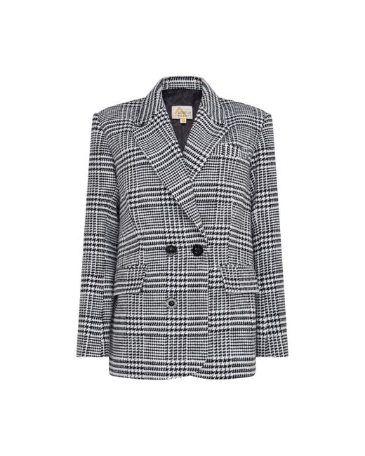 Hay Life Gray Double Breasted Check Blazer