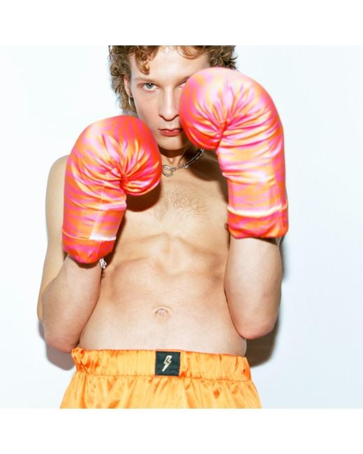 Ekcentrik Orange Satin Boxers Wild Sunrise for men
