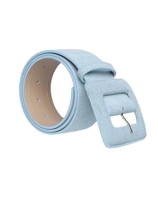 BeltBe Blue Suede Square Buckle Belt