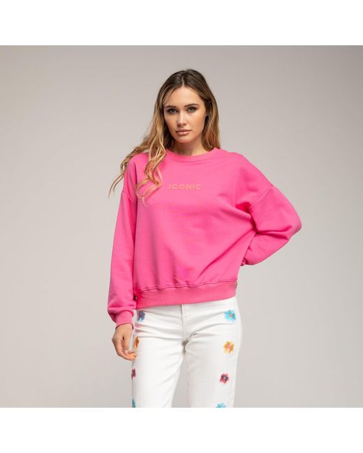 Tantra Spain Sl Pink Sweatshirt With Iconic Fluorescent Text On The Front And Back Fucsia