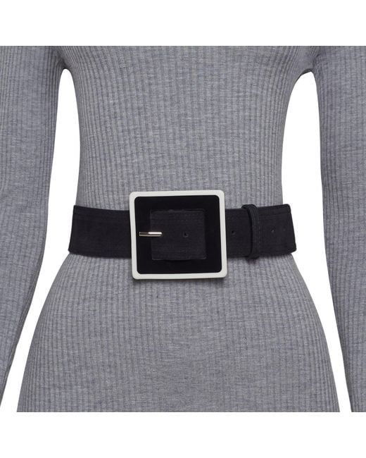 BeltBe Black Wide Square Acrylic Buckle Belt