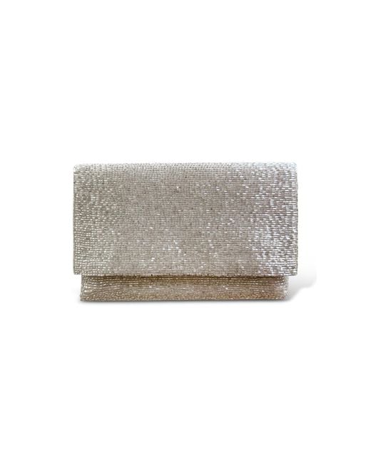 Pick Happy Gray Steel Cut Beaded Petite Clutch Platinum