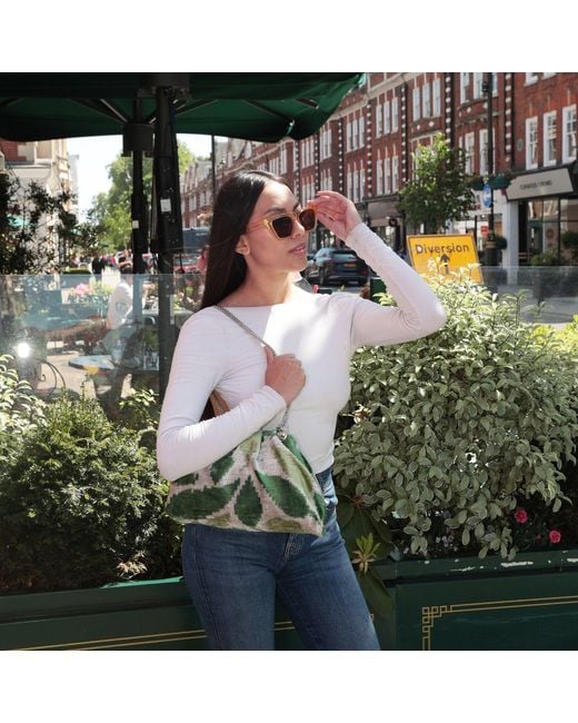 SJW BAGS LONDON Green Neutrals Victoria Ikat Multicolour Bag