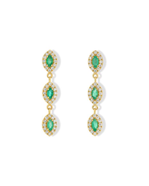 Jewelbird Green Emerald & Diamond Marquise Drop Earrings