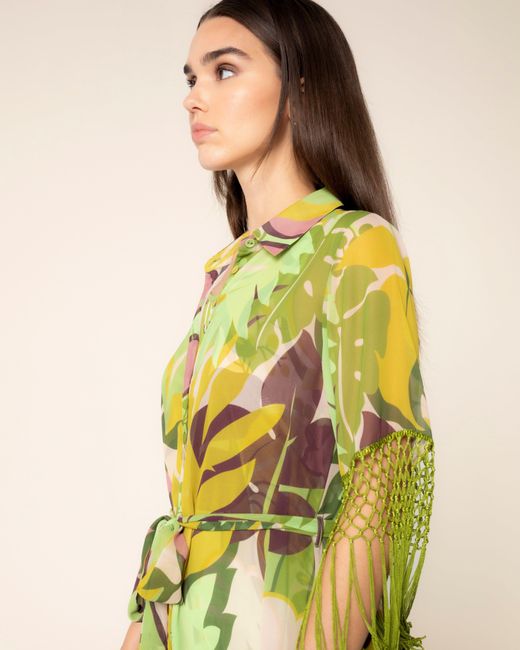 Niza Green Midi Fringed Dress Malia