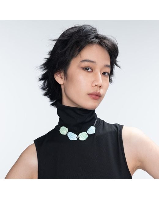 H2 Studio Blue My Body Eye With Lip Choker Necklace Glossy And