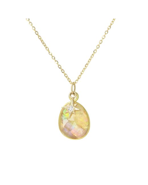KAMARIA Metallic Peach Tourmaline Necklace With Diamond And Star Charm