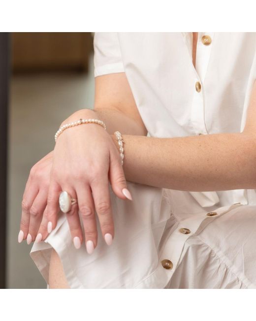 FV Jewellery Metallic La Pierre Keshi Pearl Stretchy Bracelet