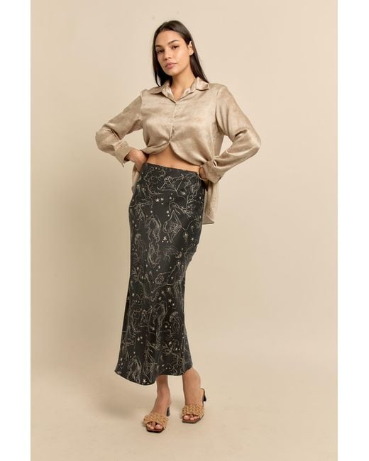 Lily Rou Black Ray Silk Slip Skirt
