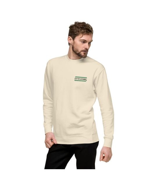 Anchor and Crew Natural Neutrals Bone Gustatory Have A Good Day Cotton Blend Embroidered Sweatshirt for men